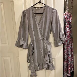 Skylar+MadisonStriped Ruffle Wrap Dress